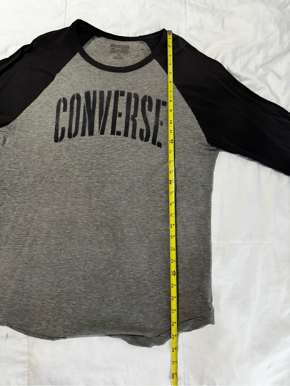 Converse Men’s Gray and Black Raglan 3/4 Sleeve Tee - Picture 7 of 7